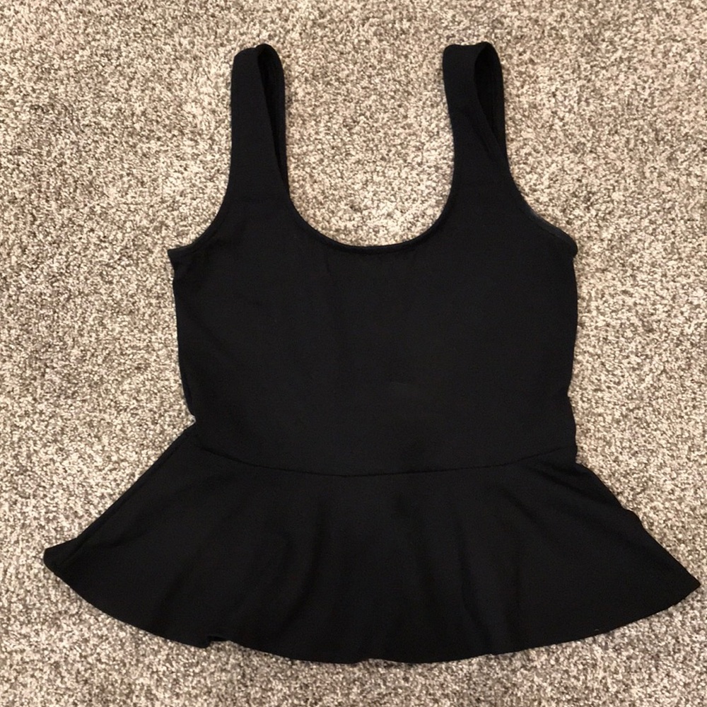 Bebe Black ruffle tank